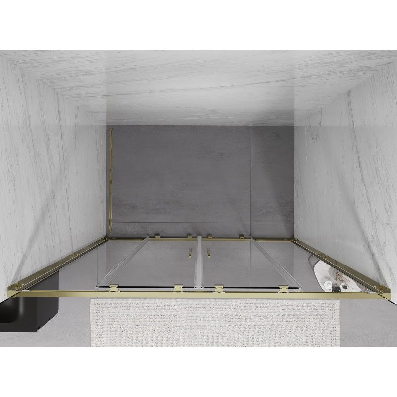 Mexen Exo drzwi prysznicowe podwójne rozsuwane 160 cm, transparent, złote - 8152-160-000-50-00