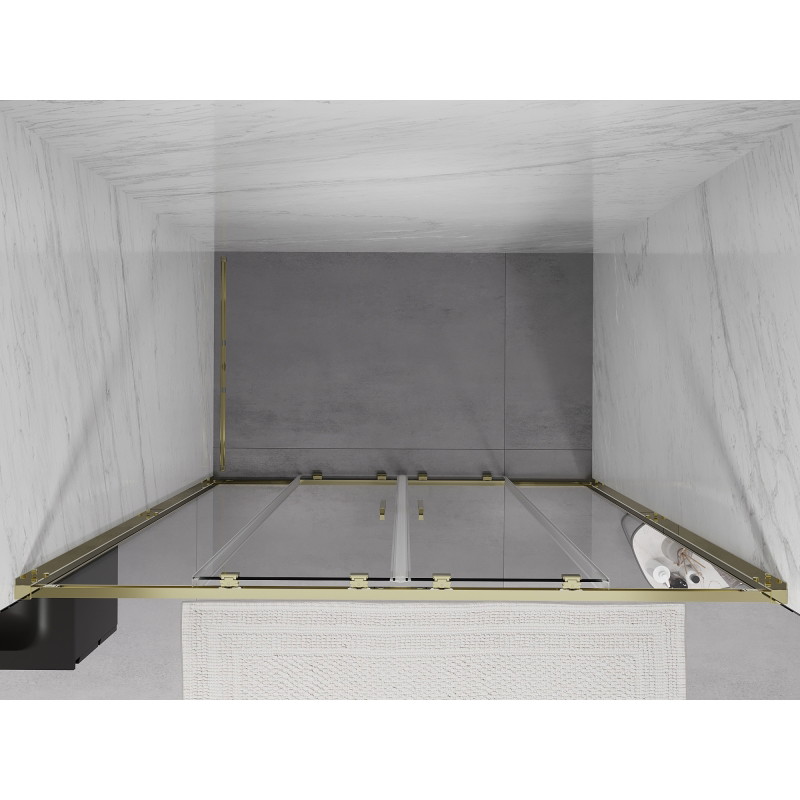 Mexen Exo-S Duo drzwi prysznicowe podwójne rozsuwane 160 cm, transparent, złote - 8152-160-000-50-00