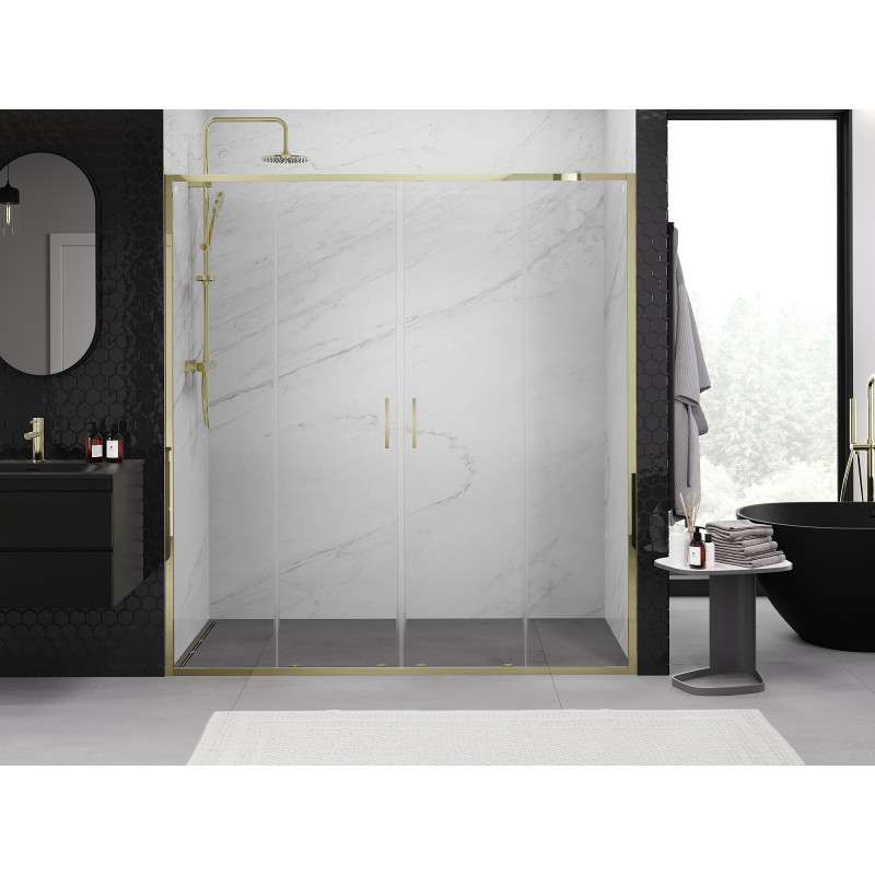 Mexen Exo-S Duo drzwi prysznicowe podwójne rozsuwane 170 cm, transparent, złote - 8152-170-000-50-00