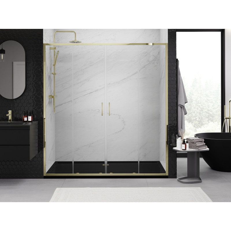 Mexen Exo-S Duo drzwi prysznicowe podwójne rozsuwane 170 cm, transparent, złote - 8152-170-000-50-00