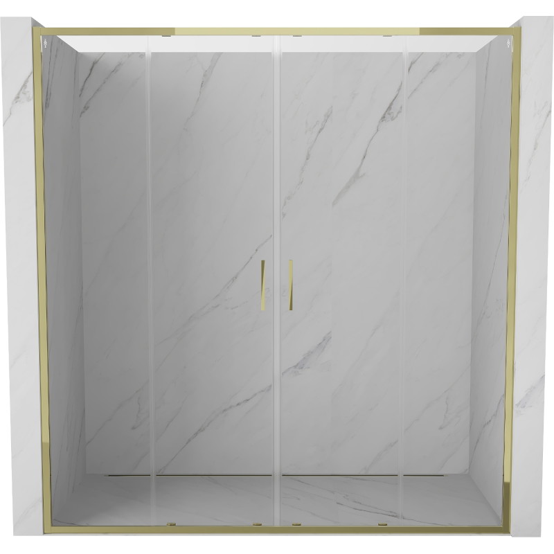 Mexen Exo-S Duo drzwi prysznicowe podwójne rozsuwane 190 cm, transparent, złote - 8152-190-000-50-00