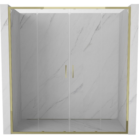 Mexen Exo-S Duo drzwi prysznicowe podwójne rozsuwane 190 cm, transparent, złote - 8152-190-000-50-00