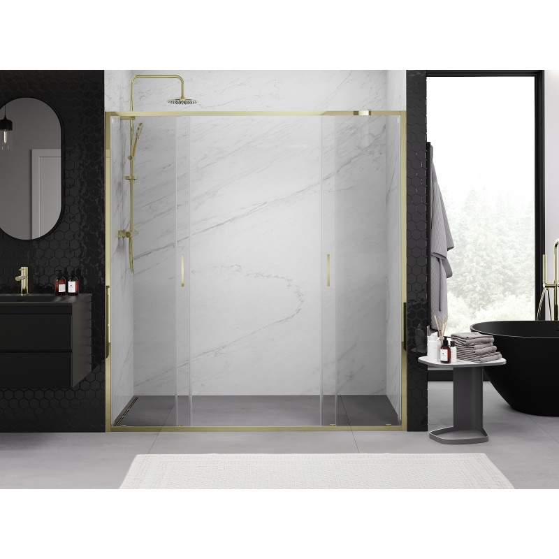 Mexen Exo drzwi prysznicowe podwójne rozsuwane 190 cm, transparent, złote - 8152-190-000-50-00
