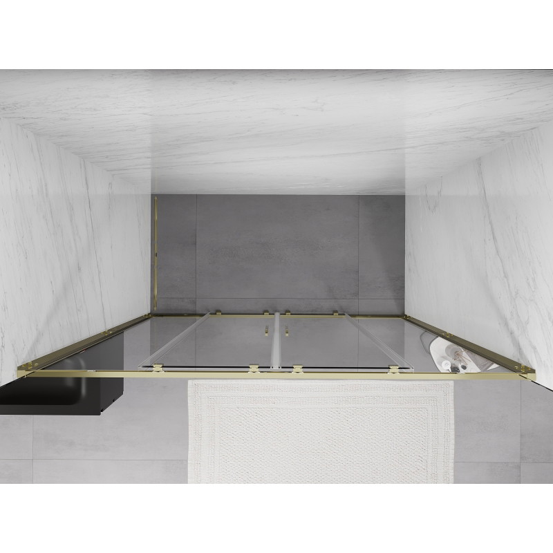 Mexen Exo-S Duo drzwi prysznicowe podwójne rozsuwane 190 cm, transparent, złote - 8152-190-000-50-00