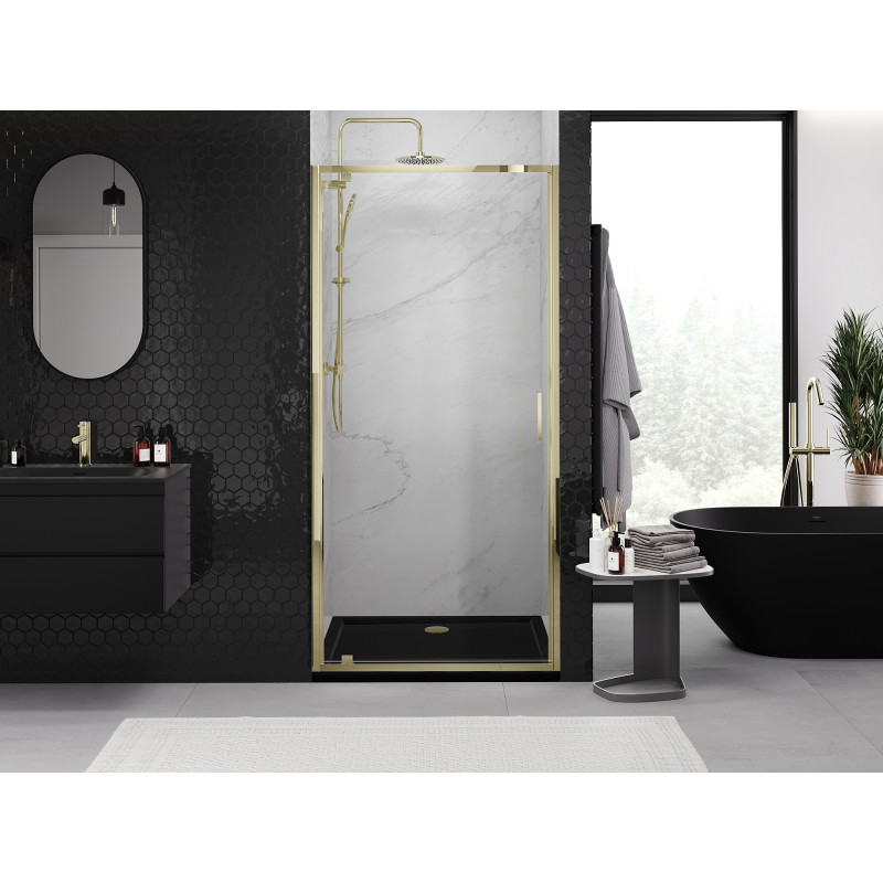 Mexen Exo drzwi prysznicowe uchylne 75 cm, transparent, złote - 8181-075-000-50-00