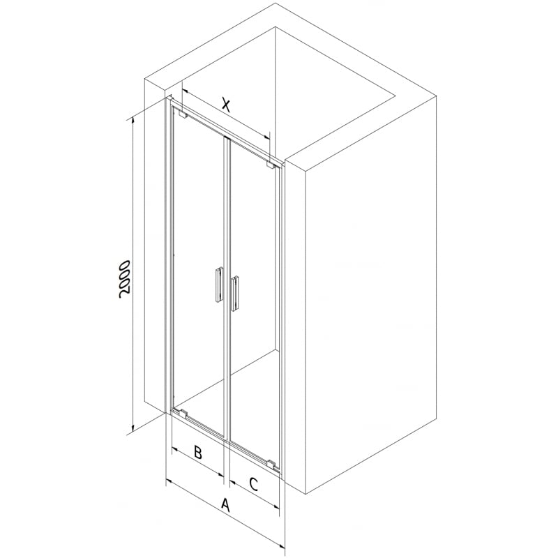 Mexen Exo drzwi prysznicowe podwójne uchylne 90 cm, transparent, złote - 8182-090-000-50-00