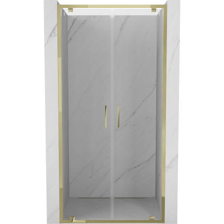 Mexen Exo-BR Duo drzwi prysznicowe podwójne uchylne 90 cm, transparent, złote - 8182-090-000-50-00