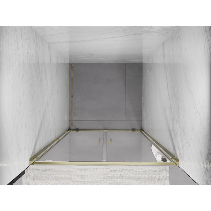 Mexen Exo drzwi prysznicowe podwójne uchylne 100 cm, transparent, złote - 8182-100-000-50-00
