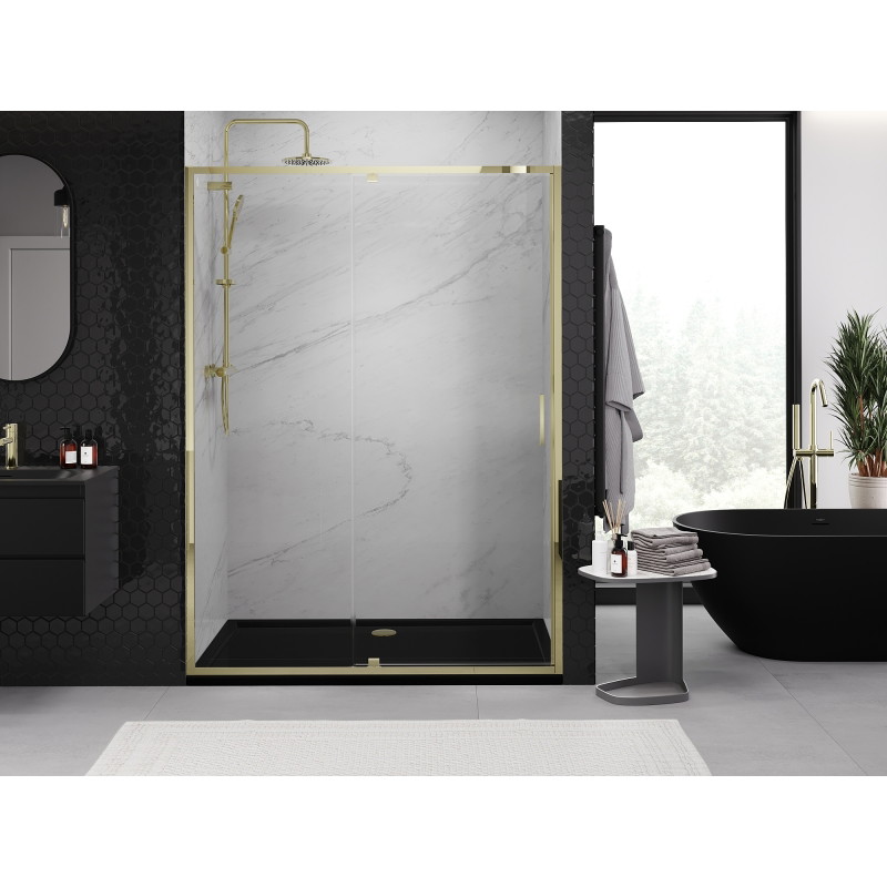 Mexen Exo-R drzwi prysznicowe uchylne 150 cm, transparent, złote - 819-150-000-50-00