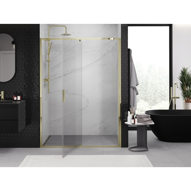 Mexen Exo-R drzwi prysznicowe uchylne 150 cm, transparent, złote - 819-150-000-50-00