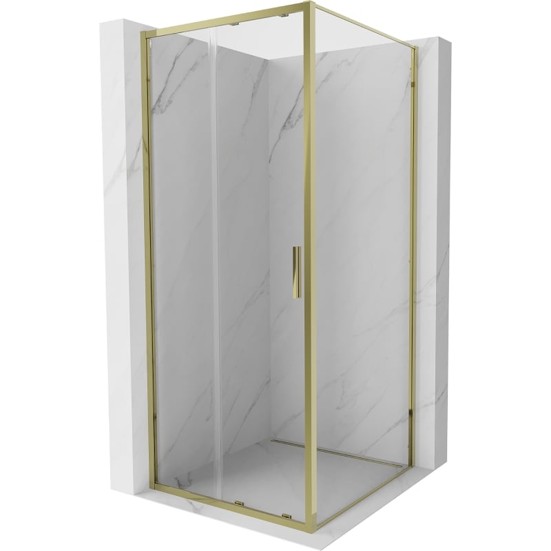 Mexen Exo kabina prysznicowa rozsuwana 100 x 100 cm, transparent, złota - 8151-100-100-50-00