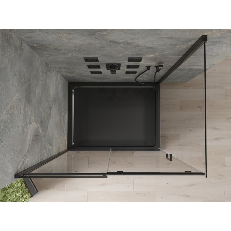 Mexen Omega kabina prysznicowa rozsuwana 120 x 90 cm, transparent, czarna + brodzik Flat, czarny - 825-120-090-70-00-4070B