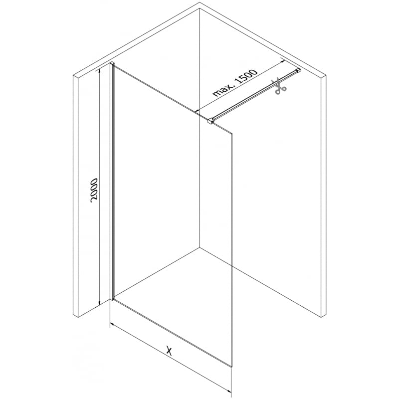Mexen Kioto-X ścianka prysznicowa Walk-in 110 x 200 cm, transparent 10 mm, biała - 800-110-101-20-00-X