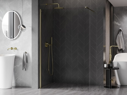 Mexen Kioto-X ścianka prysznicowa Walk-in 80 x 200 cm, transparent 10 mm, złota - 800-080-101-50-00-X