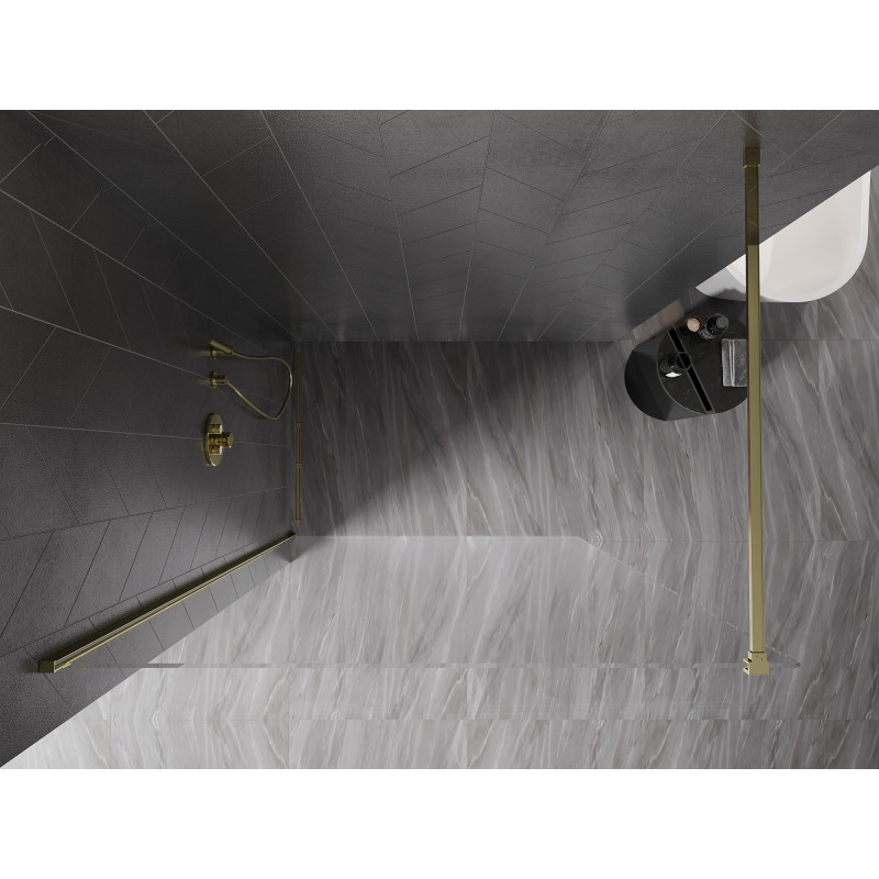 Mexen Kioto-X ścianka prysznicowa Walk-in 90 x 200 cm, transparent 10 mm, złota - 800-090-101-50-00-X