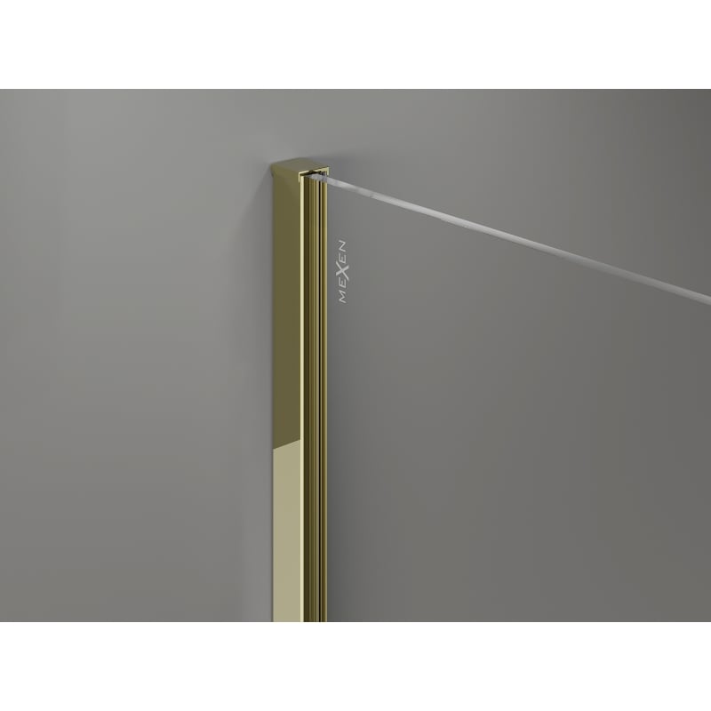 Mexen Kioto-X ścianka prysznicowa Walk-in 90 x 200 cm, transparent 10 mm, złota - 800-090-101-50-00-X
