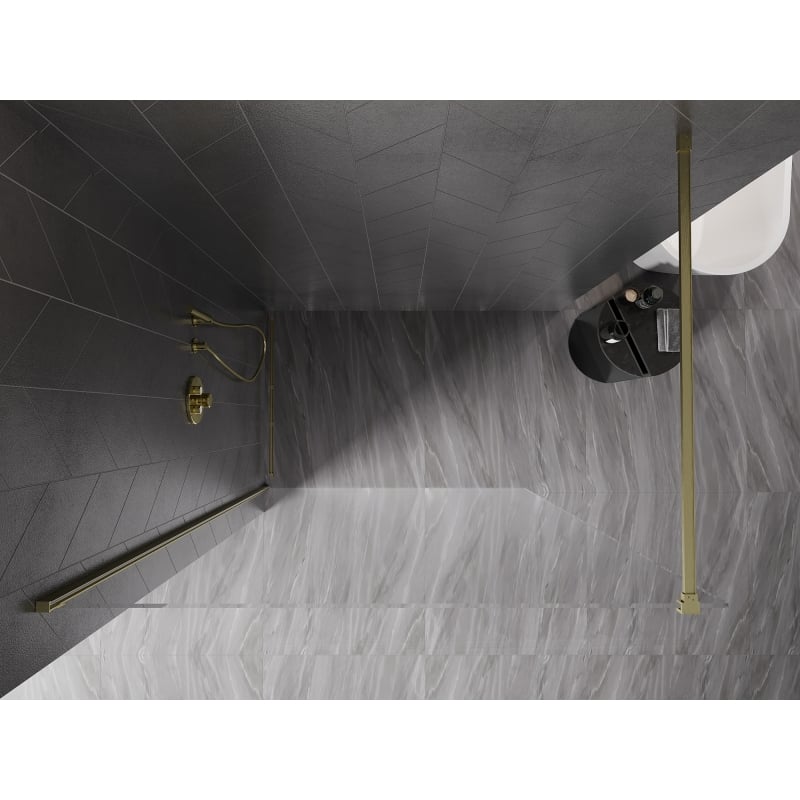 Mexen Kioto-X ścianka prysznicowa Walk-in 150 x 200 cm, transparent 10 mm, złota szczotkowana - 800-150-101-55-00-X