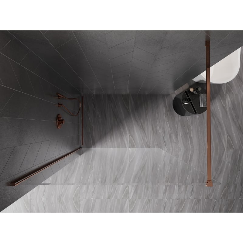 Mexen Kioto-X ścianka prysznicowa Walk-in 70 x 200 cm, transparent 10 mm, różowe złoto - 800-070-101-60-00-X