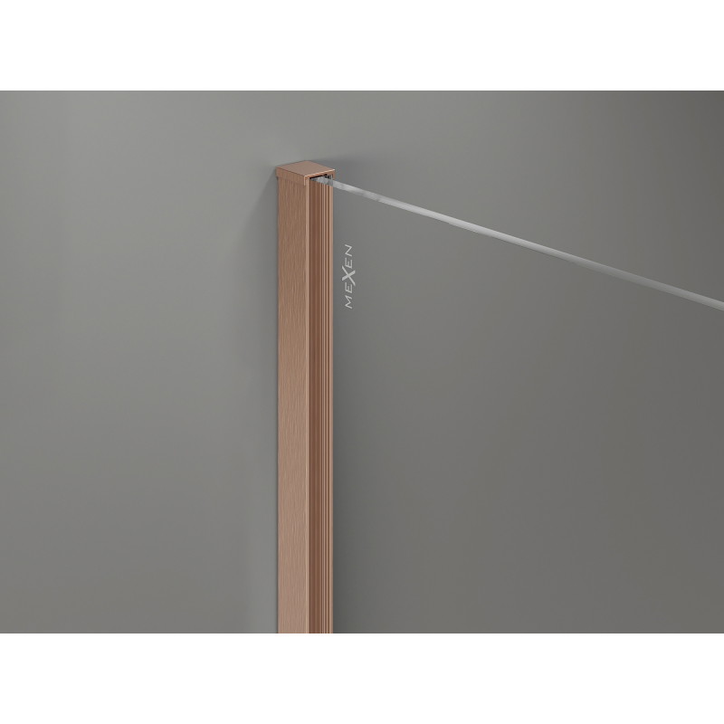 Mexen Kioto-X ścianka prysznicowa Walk-in 90 x 200 cm, transparent 10 mm, miedź szczotkowana - 800-090-101-65-00-X