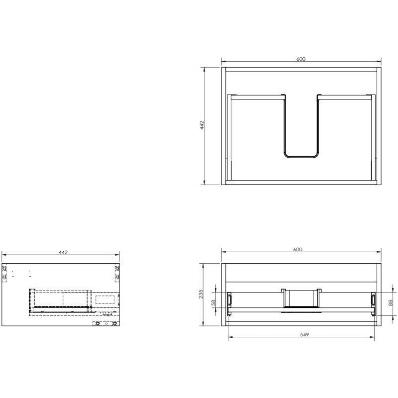 Mexen Box-A korpus szafki podumywalkowej 60 cm, 1 szuflada, szary mat - 91AX0-0600-235-1-62
