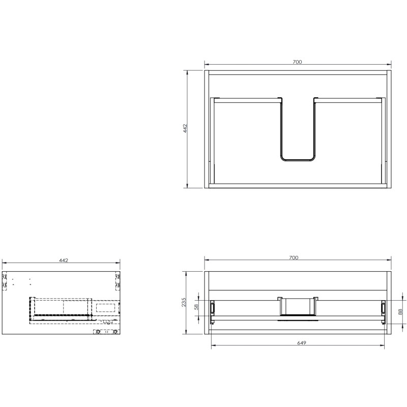 Mexen Box-A korpus szafki podumywalkowej 70 cm, 1 szuflada, czarny połysk - 91AX0-0700-235-1-70