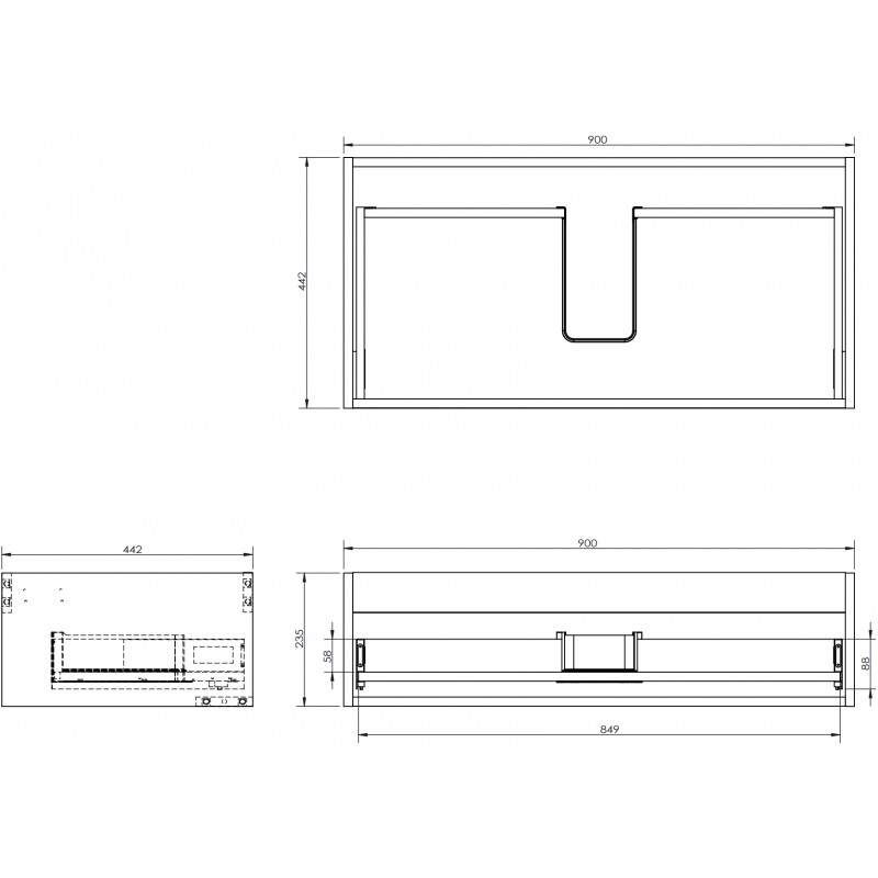 Mexen Box-A korpus szafki podumywalkowej 90 cm, 1 szuflada, orzech - 91AX0-0900-235-1-86