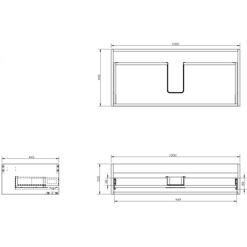 Mexen Box-A korpus szafki podumywalkowej 100 cm, 1 szuflada, biały połysk - 91AX0-1000-235-1-00
