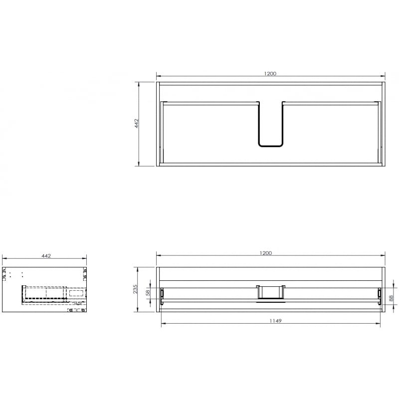 Mexen Box-A korpus szafki podumywalkowej 120 cm, 1 szuflada, szary mat - 91AX0-1200-235-1-62