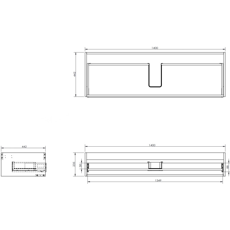 Mexen Box-A korpus szafki podumywalkowej 140 cm, 1 szuflada, dąb - 91AX0-1400-235-1-81