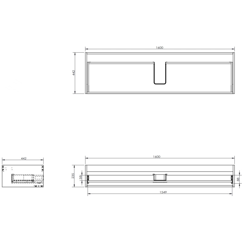 Mexen Box-A korpus szafki podumywalkowej 160 cm, 1 szuflada, szary mat - 91AX0-1600-235-1-62