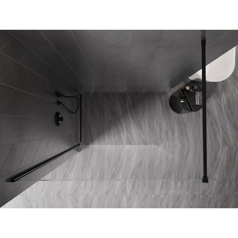 Mexen Kioto-X ścianka prysznicowa Walk-in 90 x 200 cm, transparent 10 mm, czarna - 800-090-101-70-00-X