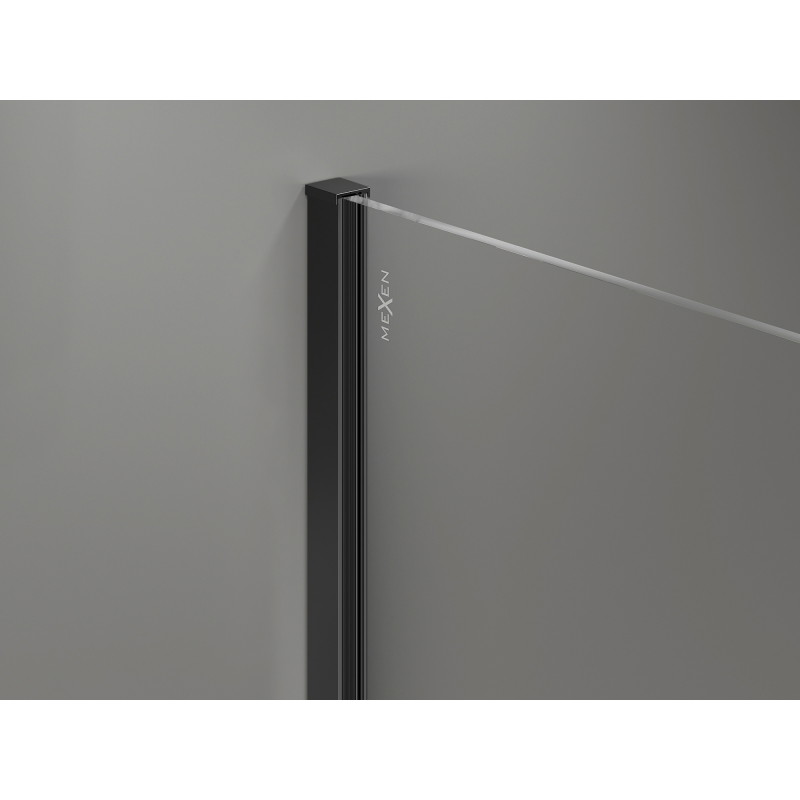 Mexen Kioto-X ścianka prysznicowa Walk-in 130 x 200 cm, transparent 10 mm, czarna - 800-130-101-70-00-X