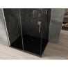 Mexen Omega kabina prysznicowa rozsuwana 100 x 90 cm, grafit, chrom + brodzik Flat, czarny - 825-100-090-01-40-4070
