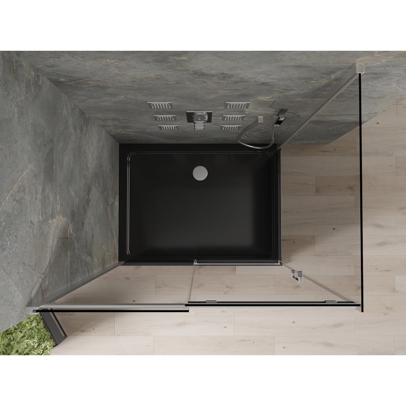Mexen Omega kabina prysznicowa rozsuwana 100 x 90 cm, grafit, chrom + brodzik Flat, czarny - 825-100-090-01-40-4070