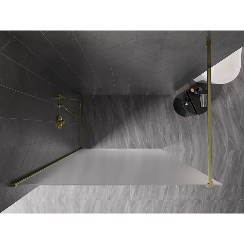 Mexen Kioto-X ścianka prysznicowa Walk-in 90 x 200 cm, szron 10 mm, złota - 800-090-101-50-30-X