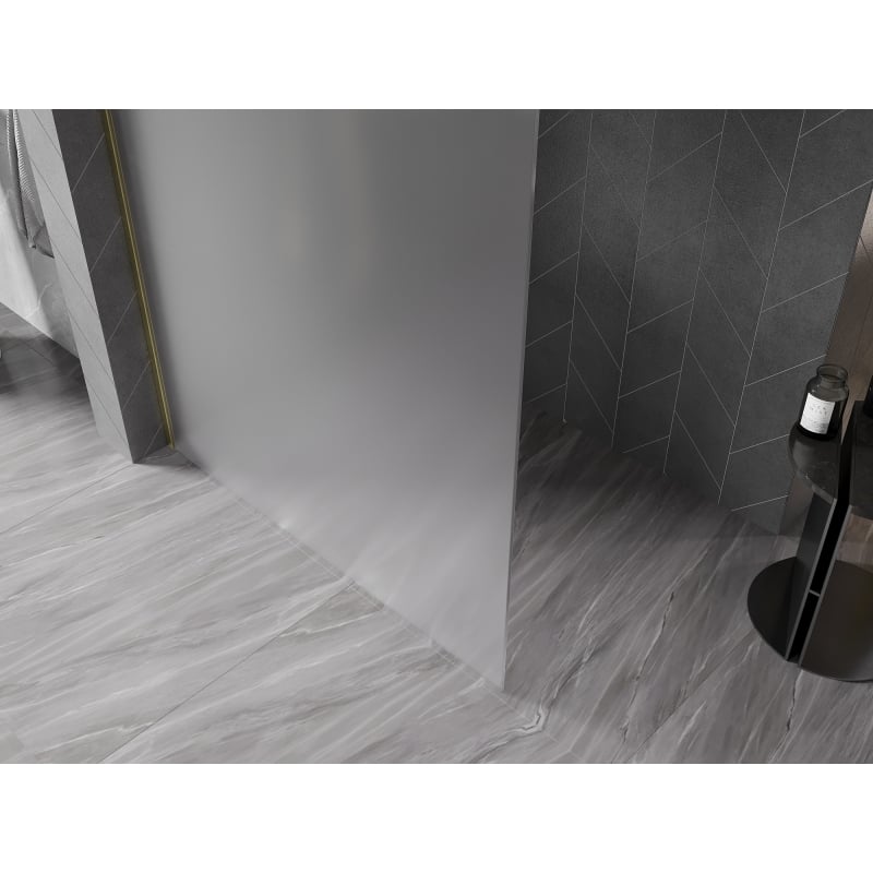 Mexen Kioto-X ścianka prysznicowa Walk-in 60 x 200 cm, szron 10 mm, złota szczotkowana - 800-060-101-55-30-X