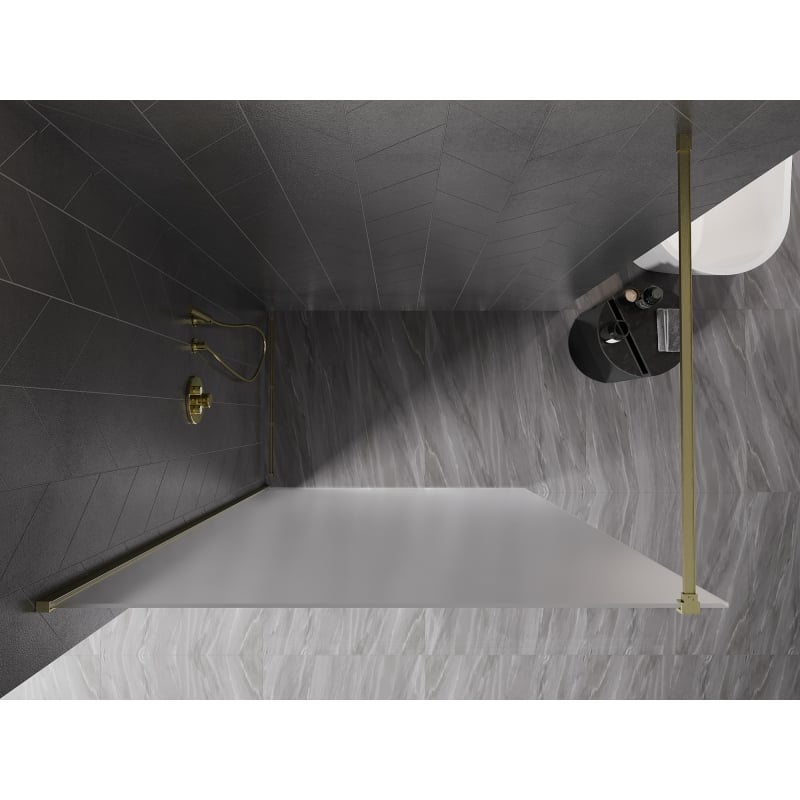 Mexen Kioto-X ścianka prysznicowa Walk-in 60 x 200 cm, szron 10 mm, złota szczotkowana - 800-060-101-55-30-X