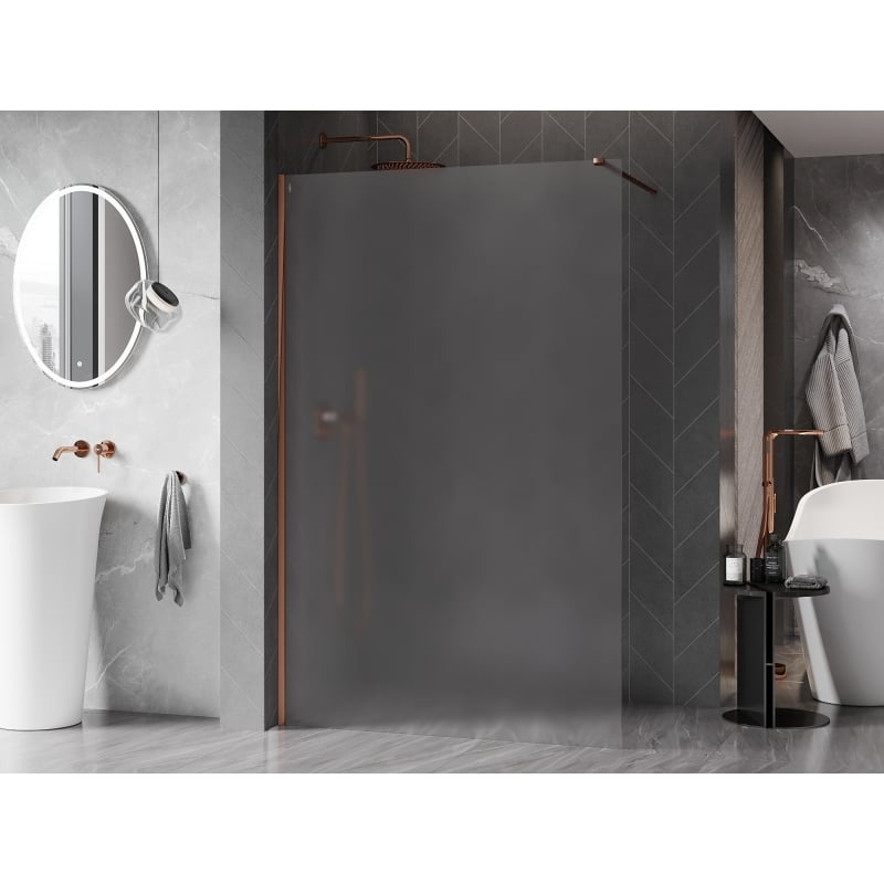 Mexen Kioto-X ścianka prysznicowa Walk-in 60 x 200 cm, szron 10 mm, różowe złoto - 800-060-101-60-30-X