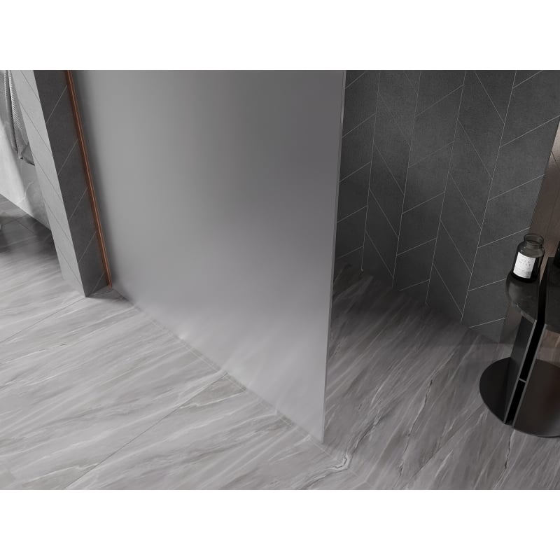 Mexen Kioto-X ścianka prysznicowa Walk-in 60 x 200 cm, szron 10 mm, miedź szczotkowana - 800-060-101-65-30-X