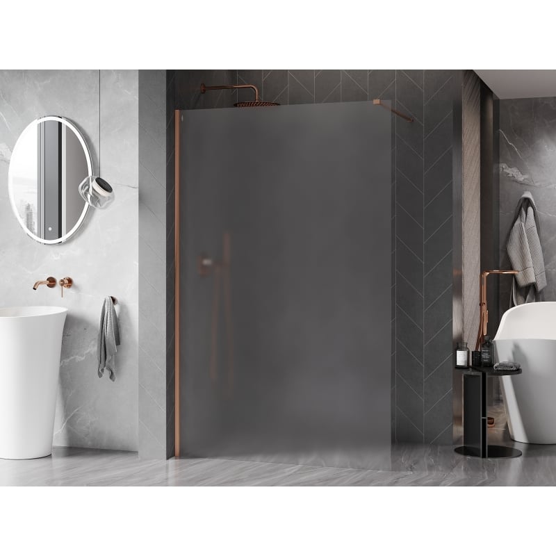 Mexen Kioto-X ścianka prysznicowa Walk-in 60 x 200 cm, szron 10 mm, miedź szczotkowana - 800-060-101-65-30-X