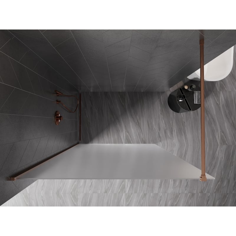 Mexen Kioto-X ścianka prysznicowa Walk-in 60 x 200 cm, szron 10 mm, miedź szczotkowana - 800-060-101-65-30-X