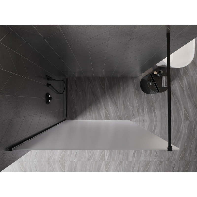 Mexen Kioto-X ścianka prysznicowa Walk-in 60 x 200 cm, szron 10 mm, czarna - 800-060-101-70-30-X