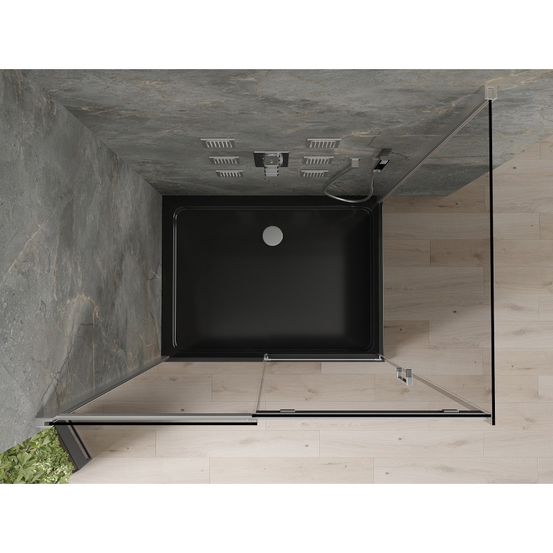 Mexen Omega kabina prysznicowa rozsuwana 120 x 90 cm, grafit, chrom + brodzik Flat, czarny - 825-120-090-01-40-4070