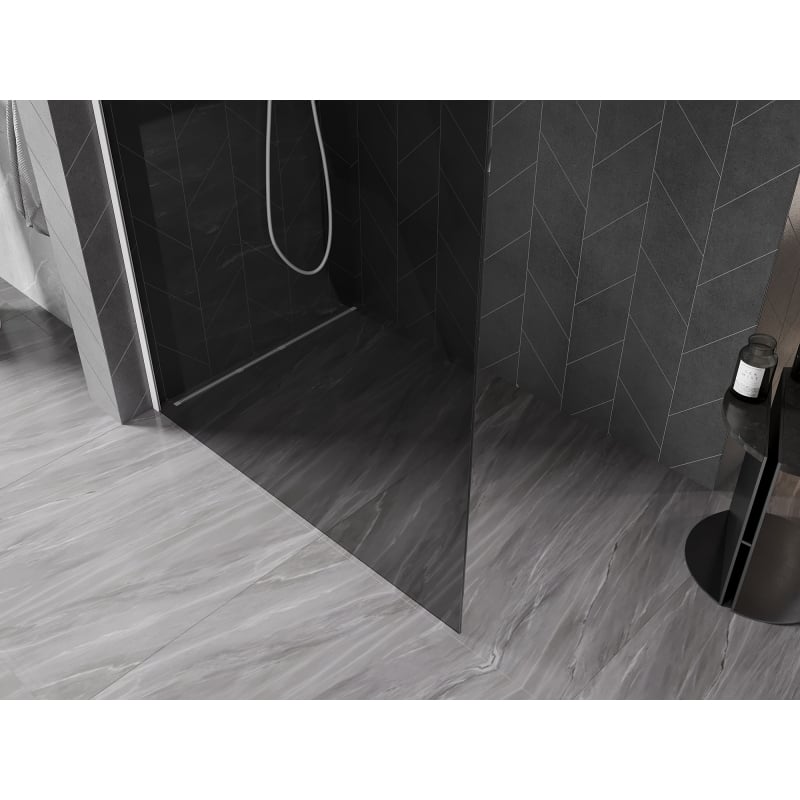 Mexen Kioto-X ścianka prysznicowa Walk-in 60 x 200 cm, grafit 10 mm, biała - 800-060-101-20-40-X
