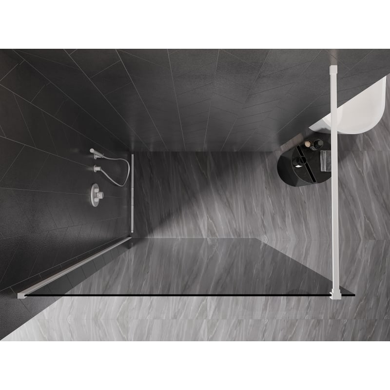 Mexen Kioto-X ścianka prysznicowa Walk-in 60 x 200 cm, grafit 10 mm, biała - 800-060-101-20-40-X