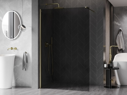 Mexen Kioto-X ścianka prysznicowa Walk-in 50 x 200 cm, grafit 10 mm, złota - 800-050-101-50-40-X