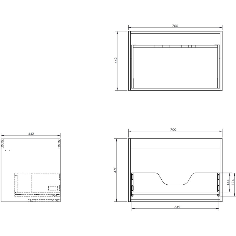 Mexen Box-A korpus szafki podumywalkowej 70 cm, 1 szuflada, grafit mat - 91AX0-0700-470-1-66