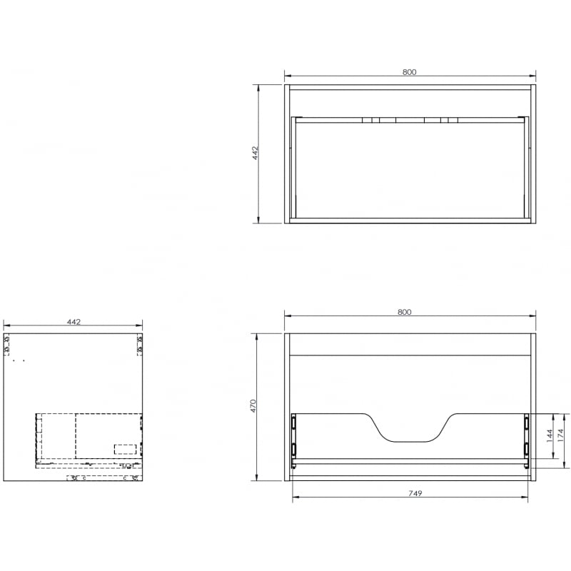 Mexen Box-A korpus szafki podumywalkowej 80 cm, 1 szuflada, czarny połysk - 91AX0-0800-470-1-70