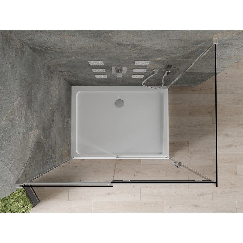 Mexen Omega kabina prysznicowa rozsuwana 100 x 70 cm, grafit, chrom + brodzik Flat, bialy - 825-100-070-01-40-4010