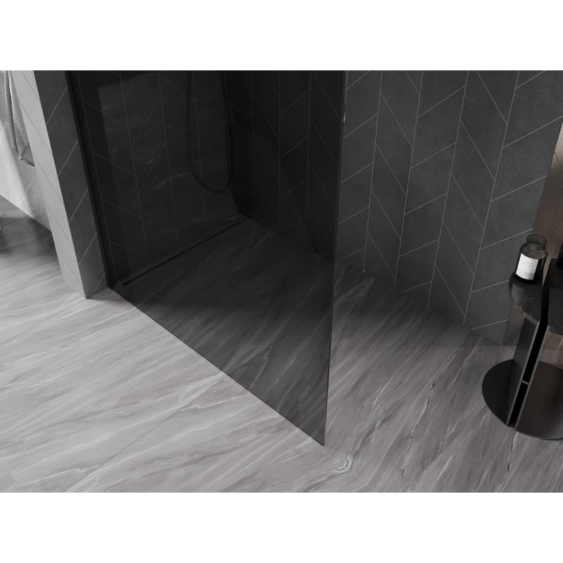 Mexen Kioto-X ścianka prysznicowa Walk-in 60 x 200 cm, grafit 10 mm, czarna - 800-060-101-70-40-X